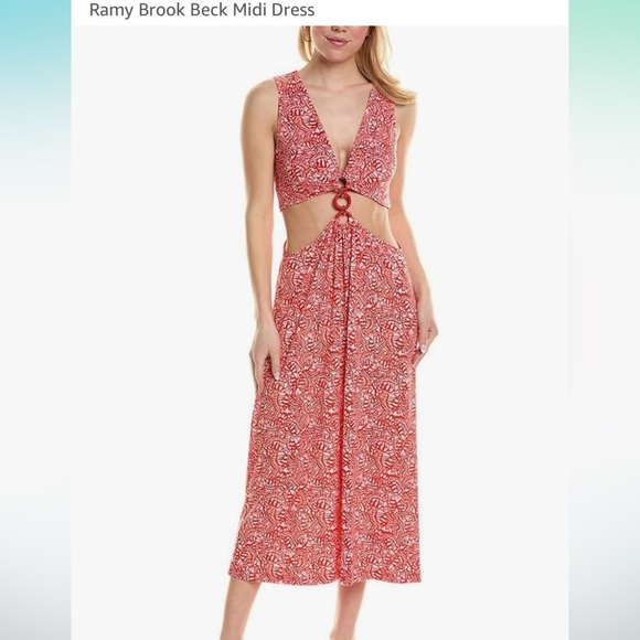 NWT Ramy Brook Womens  Beck Midi Dress, Red size 00 - Picture 1 of 5